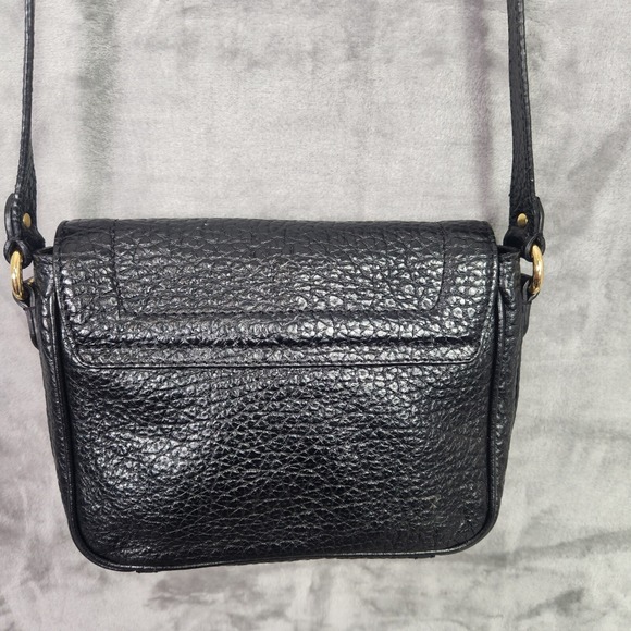 Pure Collection Crossbody Bag Black Pebbled Leather Small Adjustable Strap Latch - Picture 4 of 14